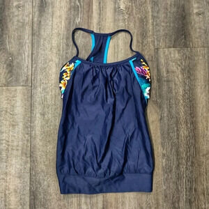 *NWOT* Coastal Blue Tankini with Floral Bralette